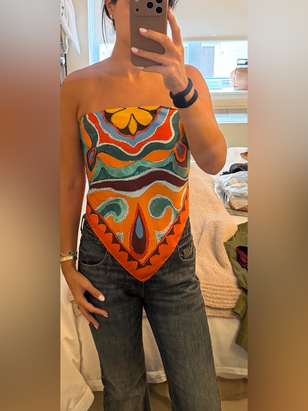 Zara Printed Strapless Bandana Top